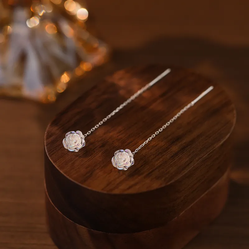 SHK S925 Silver Drop Earrings Women's-5