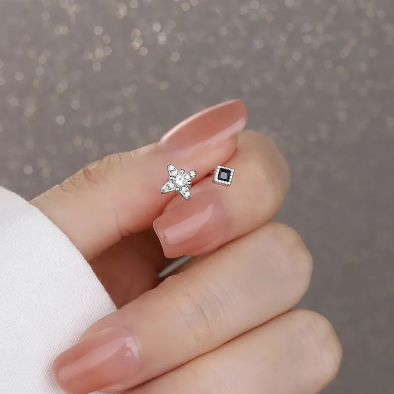 SHK Sterling Silver Stud Earrings Unisex-3