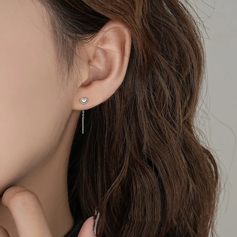 SHK Sterling Silver Drop Earrings Women's Silver-5