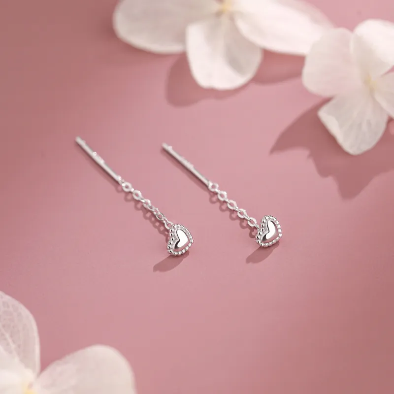 SHK Sterling Silver Drop Earrings Women's Silver-3