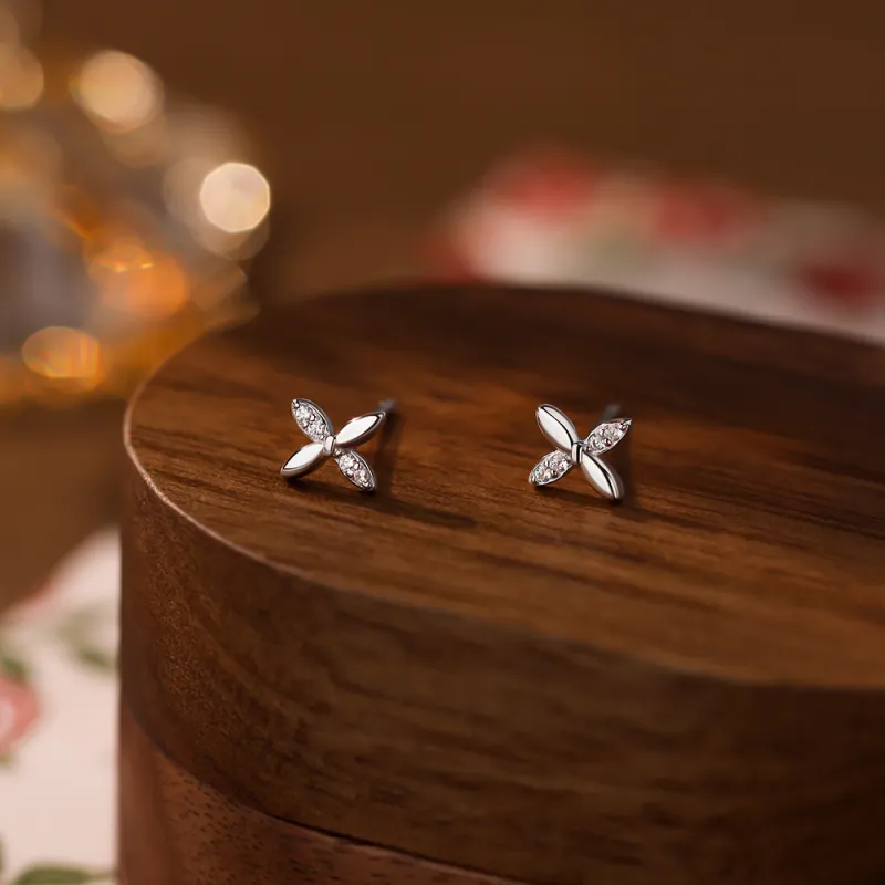 SHK S925 Silver Stud Earrings Women's Silver-3