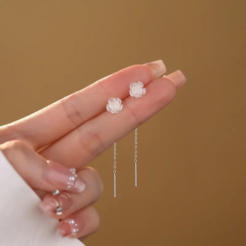 SHK S925 Silver Drop Earrings Women's-2