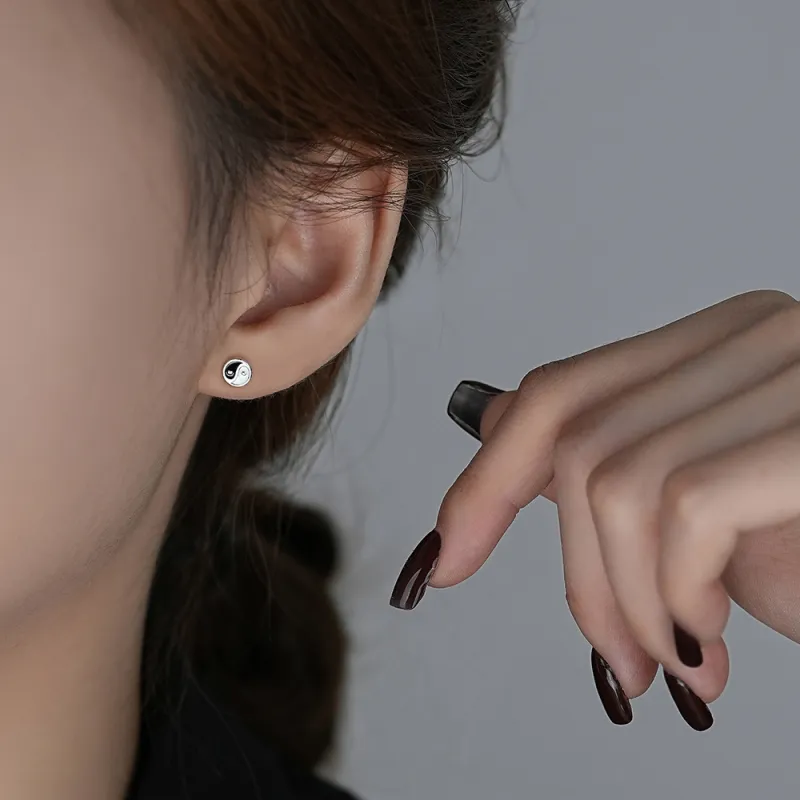 SHK Sterling Silver Stud Earrings Unisex-5