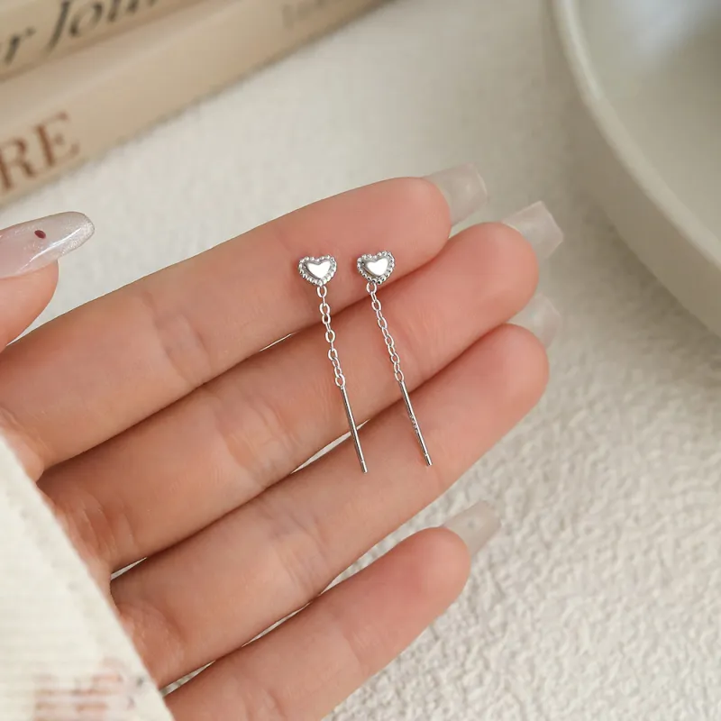 SHK Sterling Silver Drop Earrings Women's Silver-2