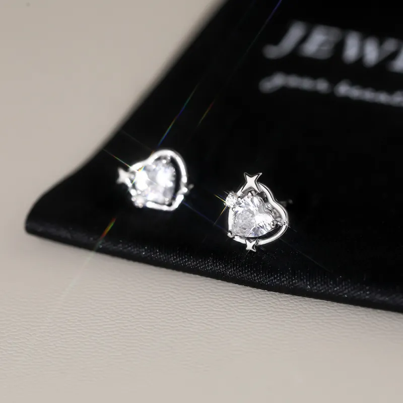 SHK Sterling Silver Stud Earrings Women's-2