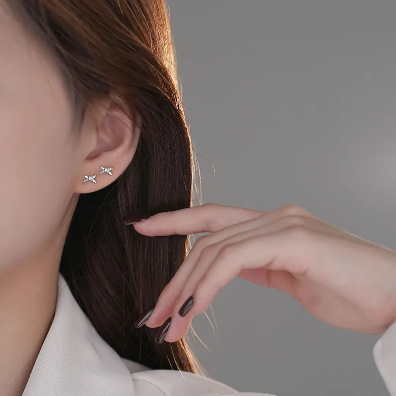 SHK Sterling Silver Stud Earrings Women's-1