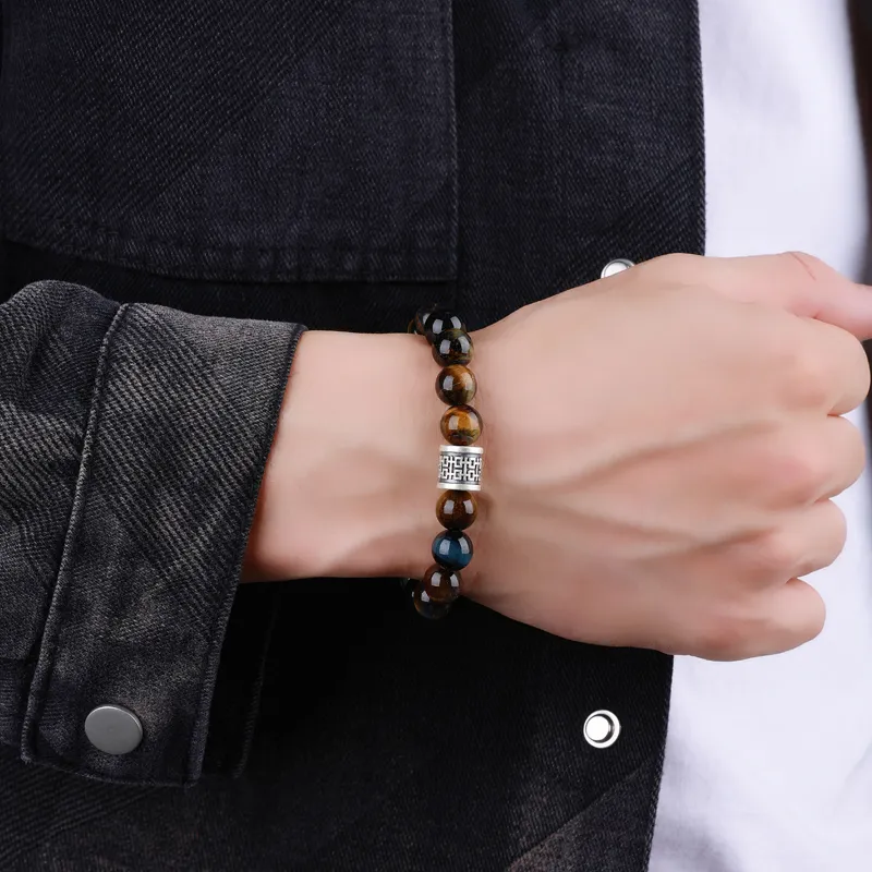 ZUOHUO Tiger's Eye Stone Bracelets Men's-3