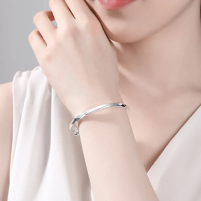 ZUOHUO S999 Fine Silver Sterling Silver Bracelets Women's Silver White-5
