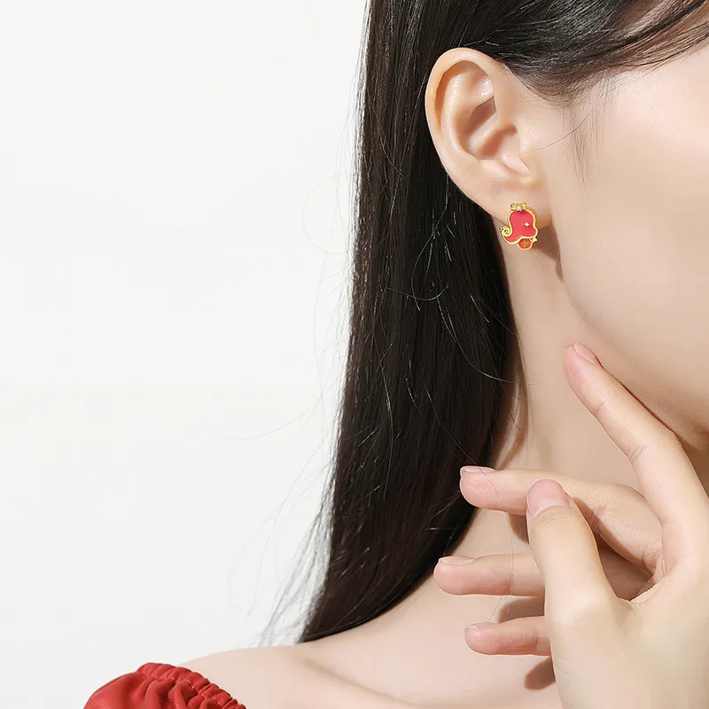 ZUOHUO S925 Silver Stud Earrings Women's Champagne Gold-3