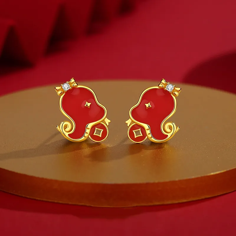 ZUOHUO S925 Silver Stud Earrings Women's Champagne Gold-1