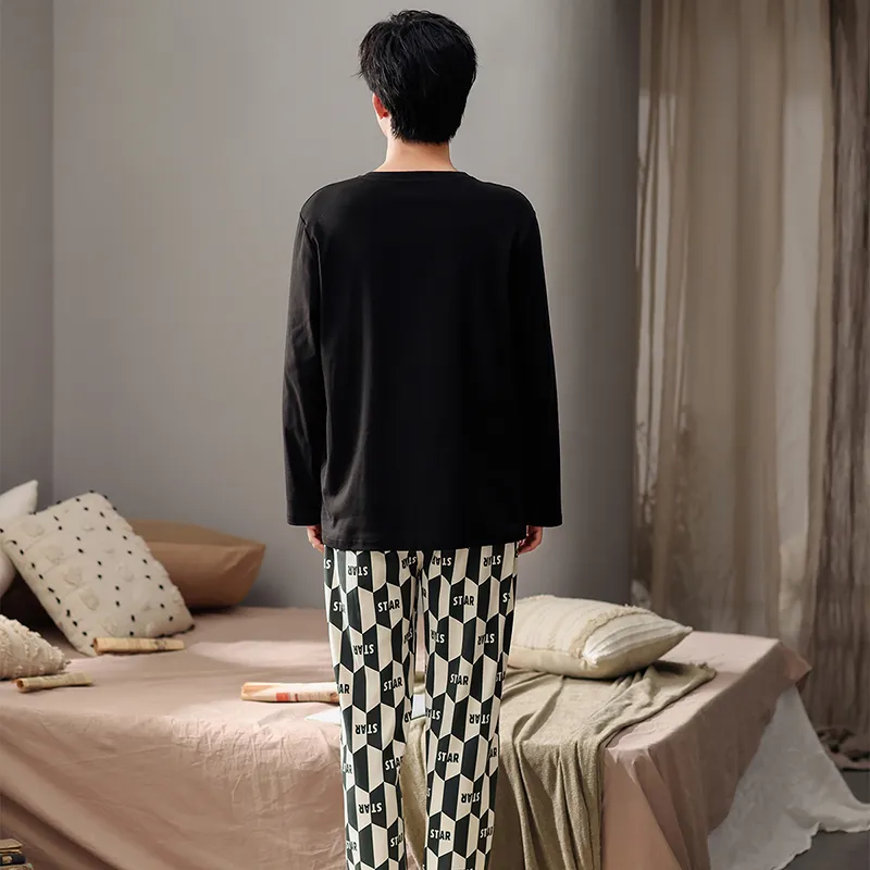 Montagut Pajama Set Unisex Two Piece Set Black-1