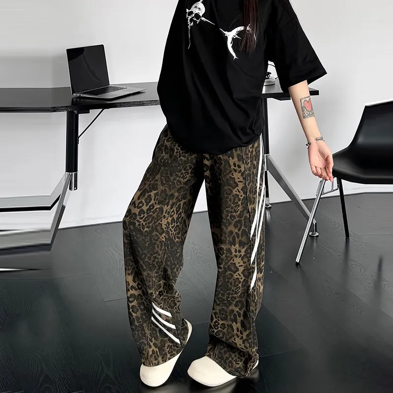 MGXEK Jeans Unisex Leopard Print-3