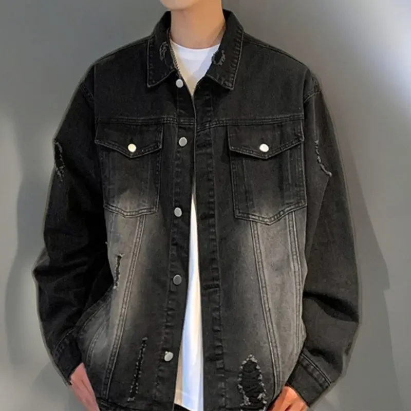 MGXEK Denim Jacket Unisex Black Gray-2
