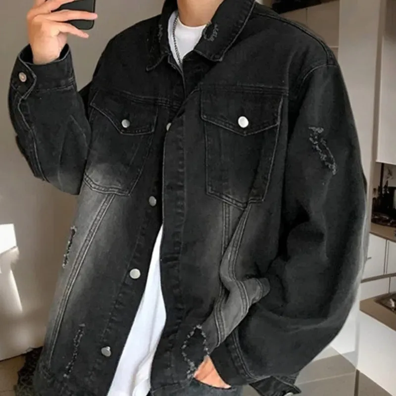 MGXEK Denim Jacket Unisex Black Gray-3