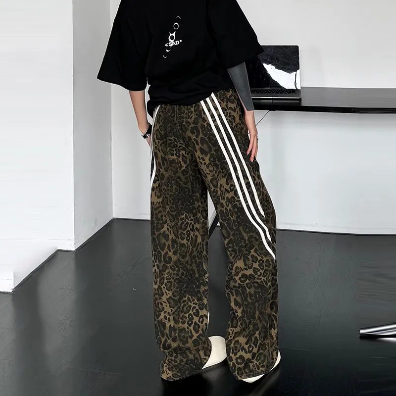 MGXEK Jeans Unisex Leopard Print-4