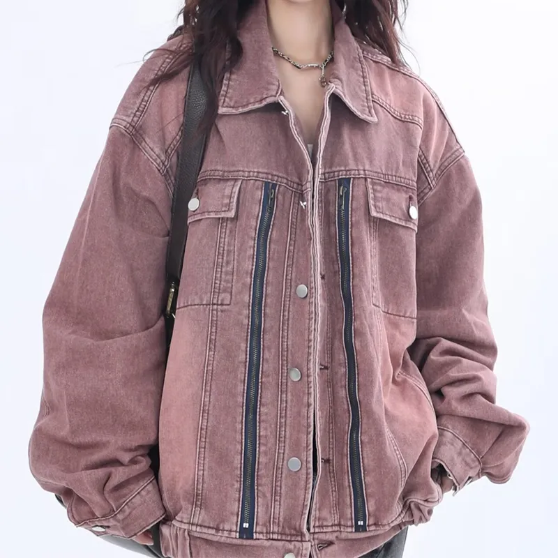 MGXEK Denim Jackets Unisex Pink-3