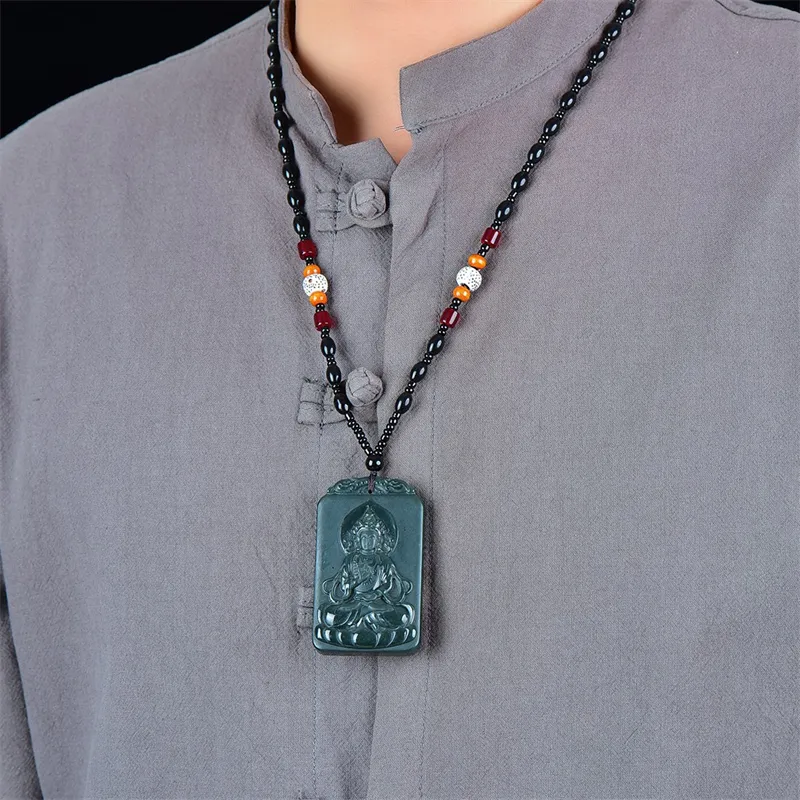 HUWEI Hetian Jade Necklace With Jade Pendant And Jade Pendant Green Jade Unisex-1