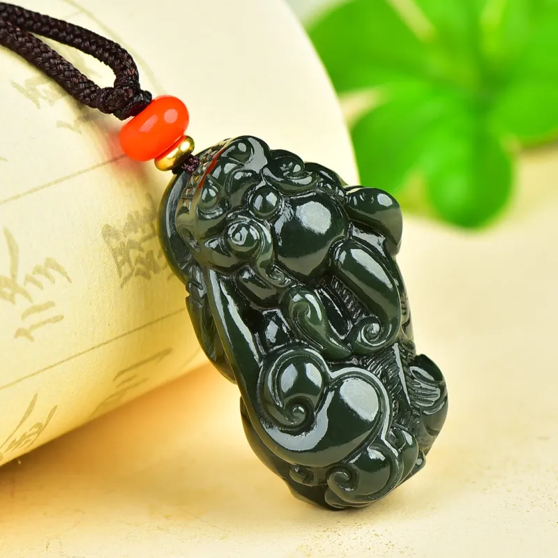 HUWEI Hetian Jade Necklaces Green Jade Unisex-4