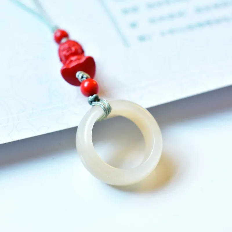 HUWEI Hetian Jade Cell Phone Pendant White Jade Unisex-6