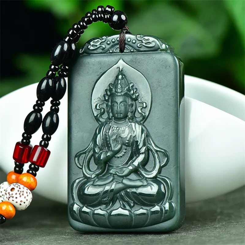 HUWEI Hetian Jade Necklace With Jade Pendant And Jade Pendant Green Jade Unisex-3