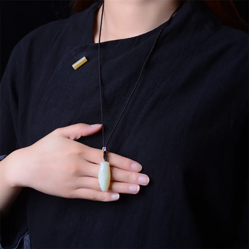 HUWEI Hetian Jade Necklaces White Jade Unisex-1