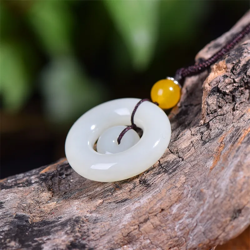 HUWEI Hetian Jade Necklaces White Jade Unisex-2