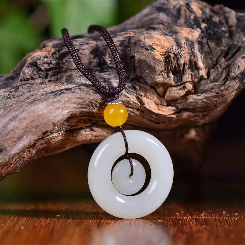 HUWEI Hetian Jade Necklaces White Jade Unisex-3