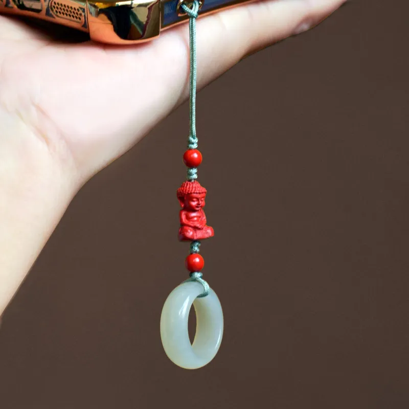 HUWEI Hetian Jade Cell Phone Pendant White Jade Unisex-2