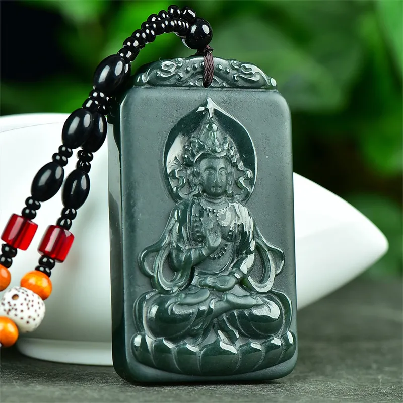 HUWEI Hetian Jade Necklace With Jade Pendant And Jade Pendant Green Jade Unisex-4