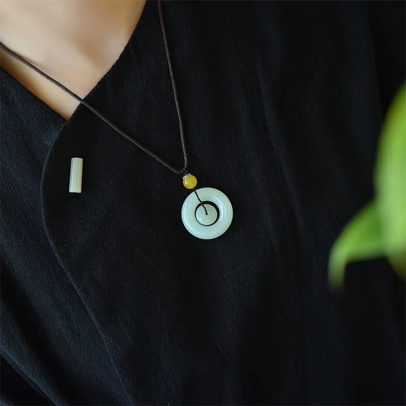 HUWEI Hetian Jade Necklaces White Jade Unisex-1