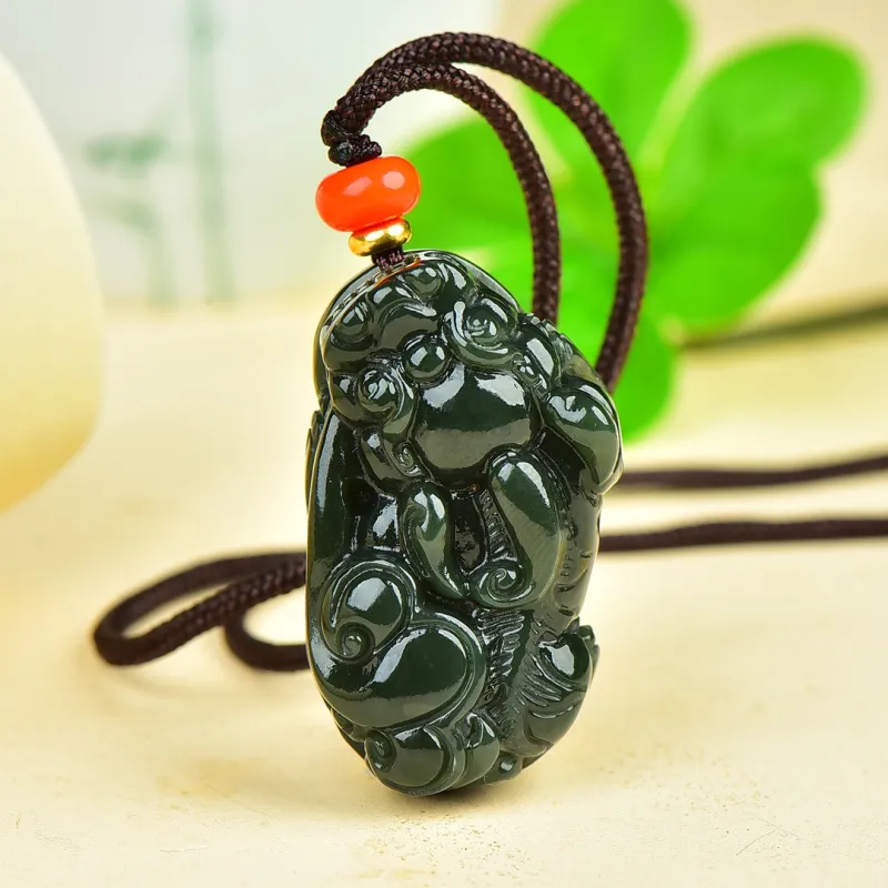 HUWEI Hetian Jade Necklaces Green Jade Unisex-3