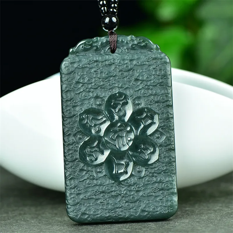 HUWEI Hetian Jade Necklace With Jade Pendant And Jade Pendant Green Jade Unisex-6