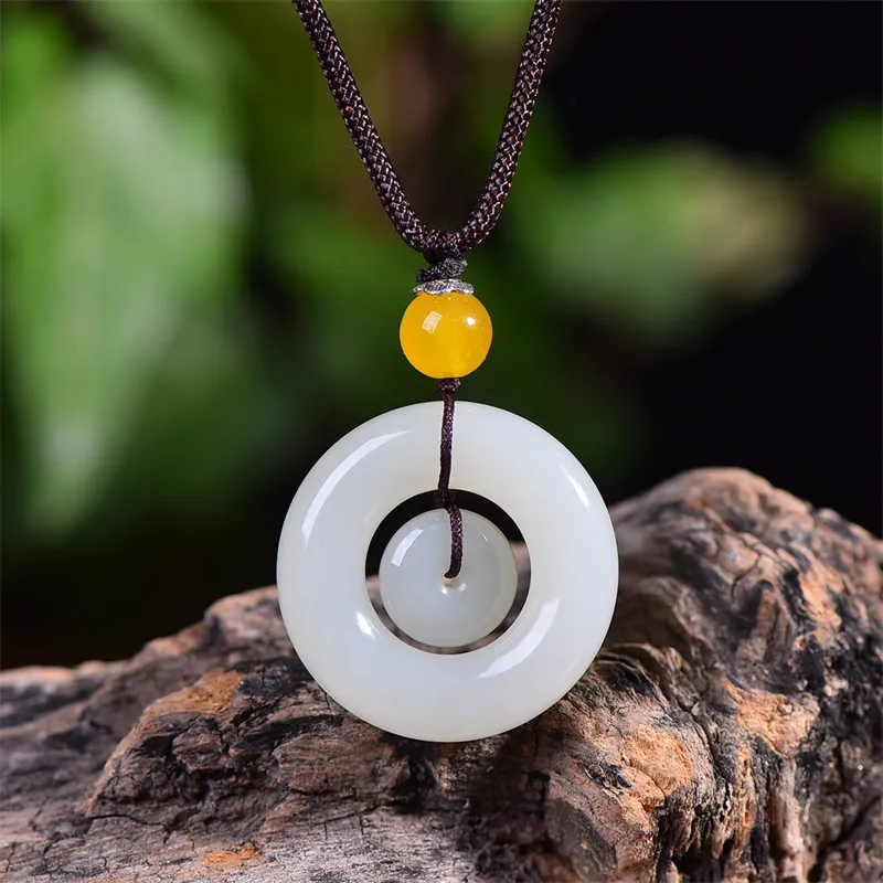 HUWEI Hetian Jade Necklaces White Jade Unisex-5