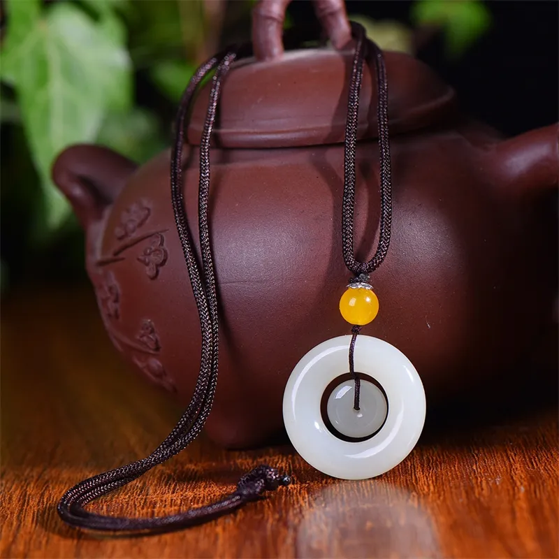 HUWEI Hetian Jade Necklaces White Jade Unisex-4