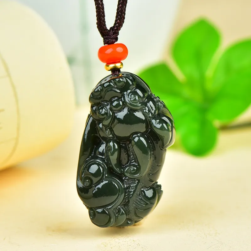 HUWEI Hetian Jade Necklaces Green Jade Unisex-2