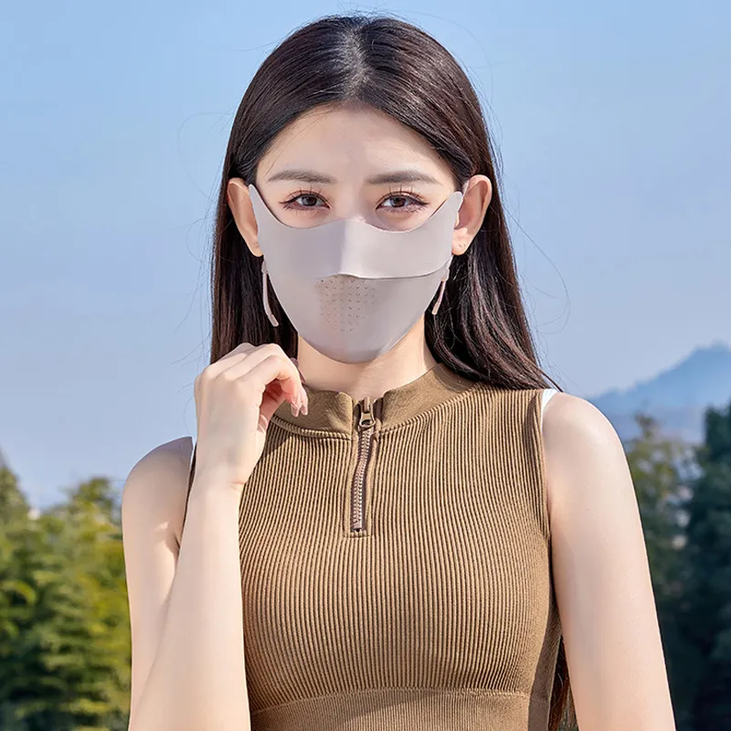 ANWUYU Breathable Ice Silk Thin Sun Protection Face Mask Unisex-37