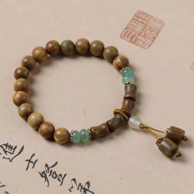 YUFANGCHUN Green Sandalwood Wooden Bracelets Unisex-2