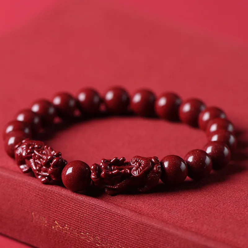 YUFANGCHUN Reconstructed Cinnabar Bracelets Unisex-4