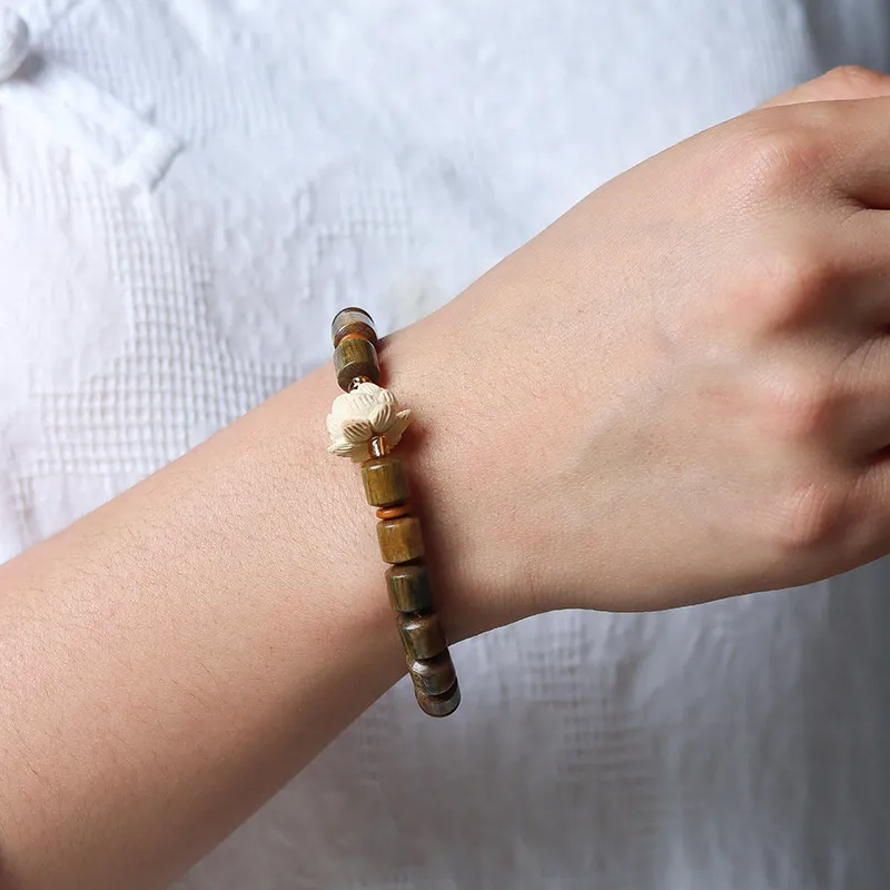 YUFANGCHUN Green Sandalwood Wooden Bracelets Unisex-3