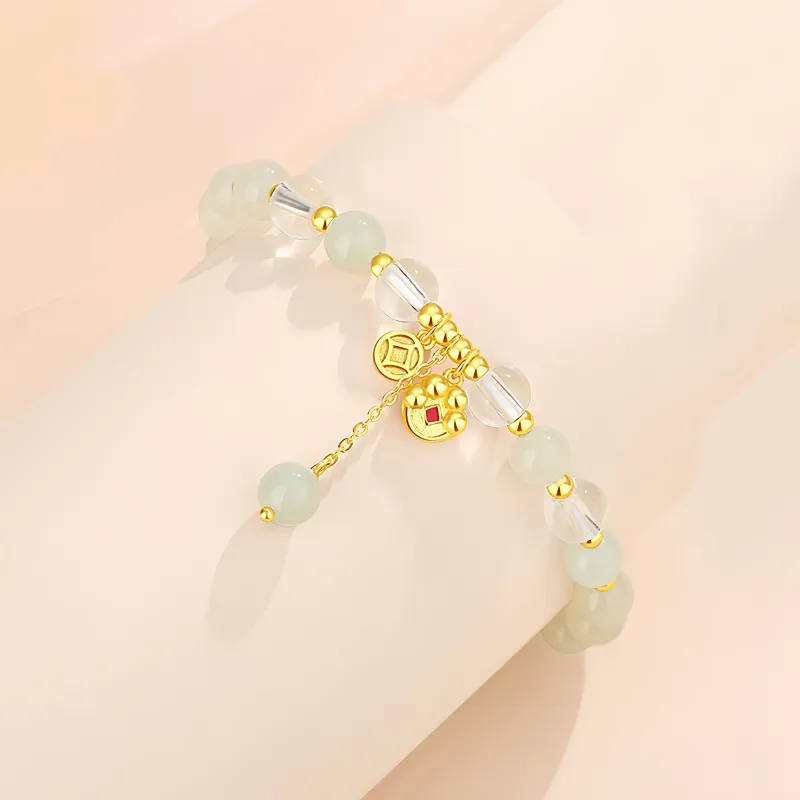 YUFANGCHUN Hetian Jade Bracelets Pale Greenish White Jade Women's-3