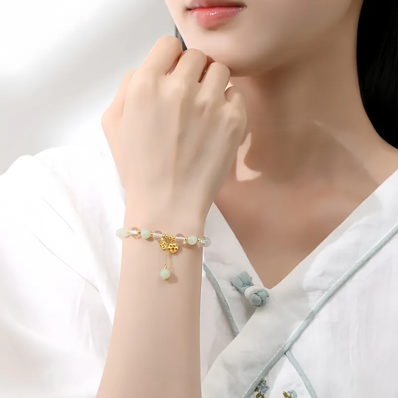 YUFANGCHUN Hetian Jade Bracelets Pale Greenish White Jade Women's-1