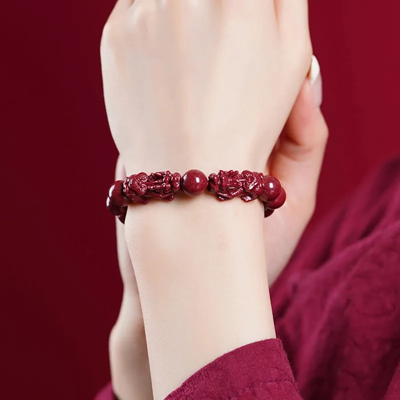 YUFANGCHUN Reconstructed Cinnabar Bracelets Unisex-2