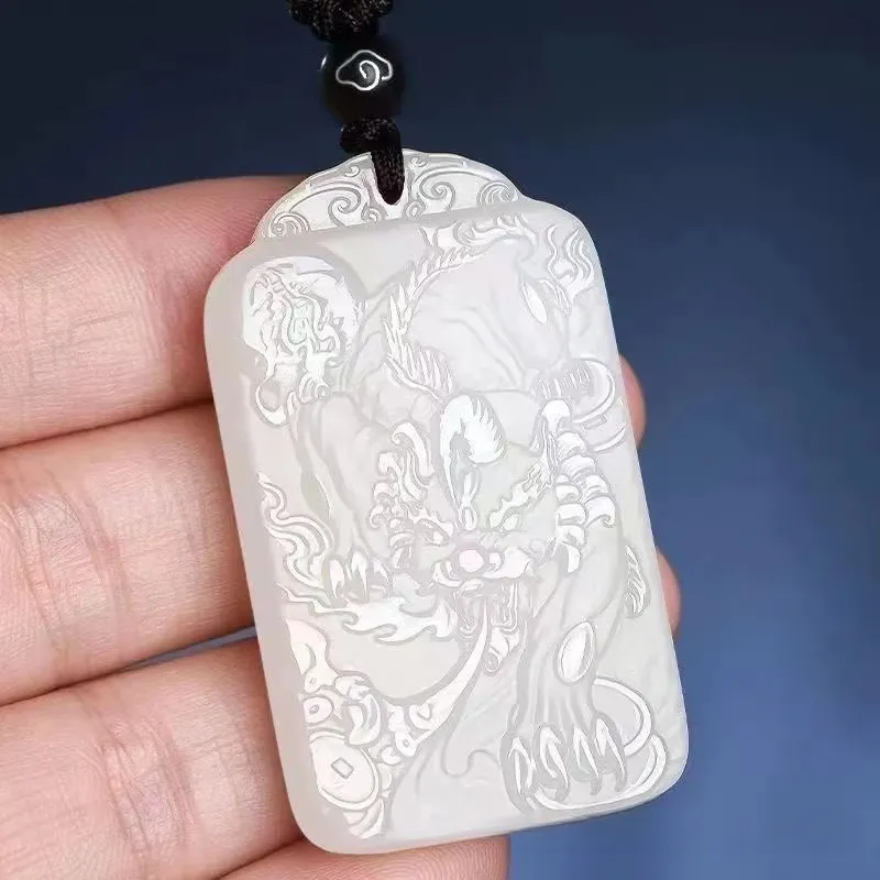 YUFANGCHUN Golden Silk Jade Carved Pendant Necklace Unisex-4