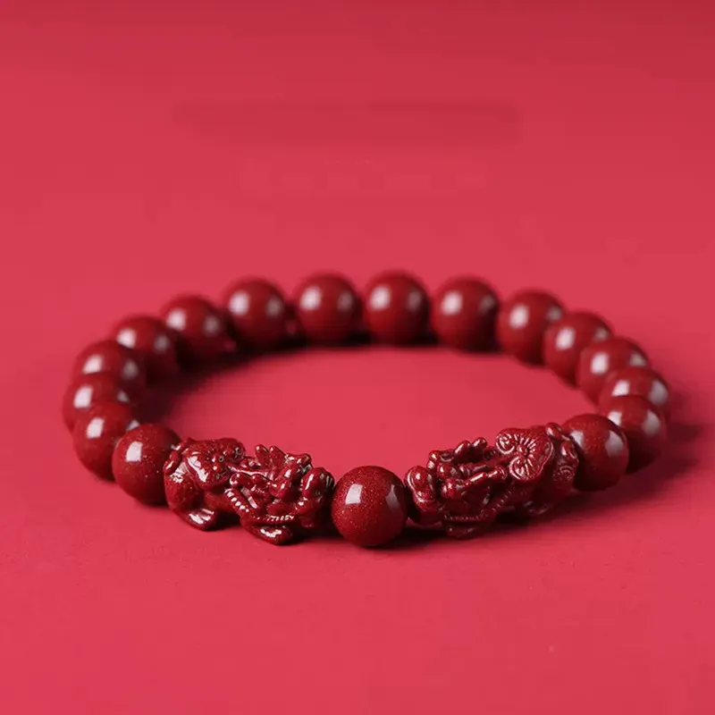 YUFANGCHUN Reconstructed Cinnabar Bracelets Unisex-3