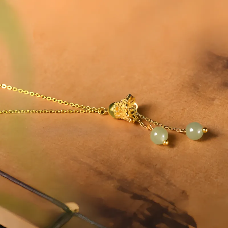 YUFANGCHUN Hetian Jade Necklaces Pale Greenish White Jade Women's-3