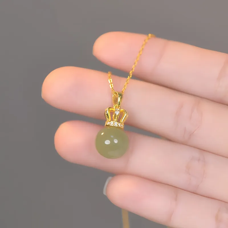 YUFANGCHUN Necklaces Pale Greenish White Jade Women's-1