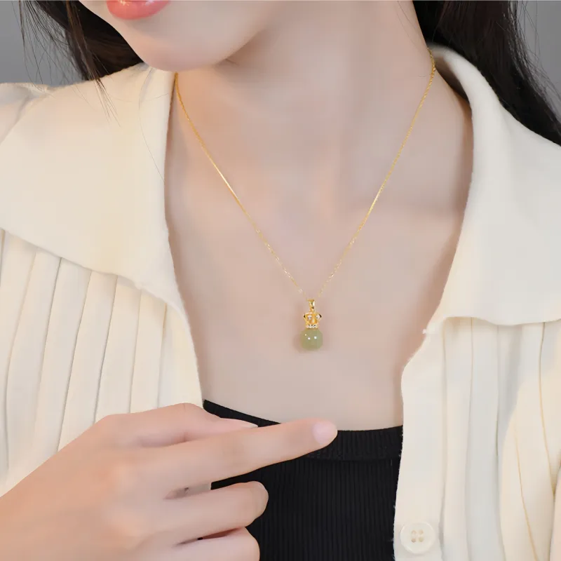 YUFANGCHUN Necklaces Pale Greenish White Jade Women's-2