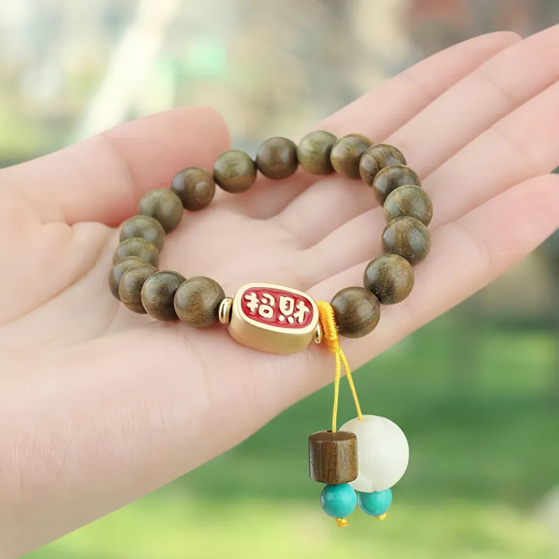 YUFANGCHUN Green Sandalwood Wooden Bracelets Unisex-2