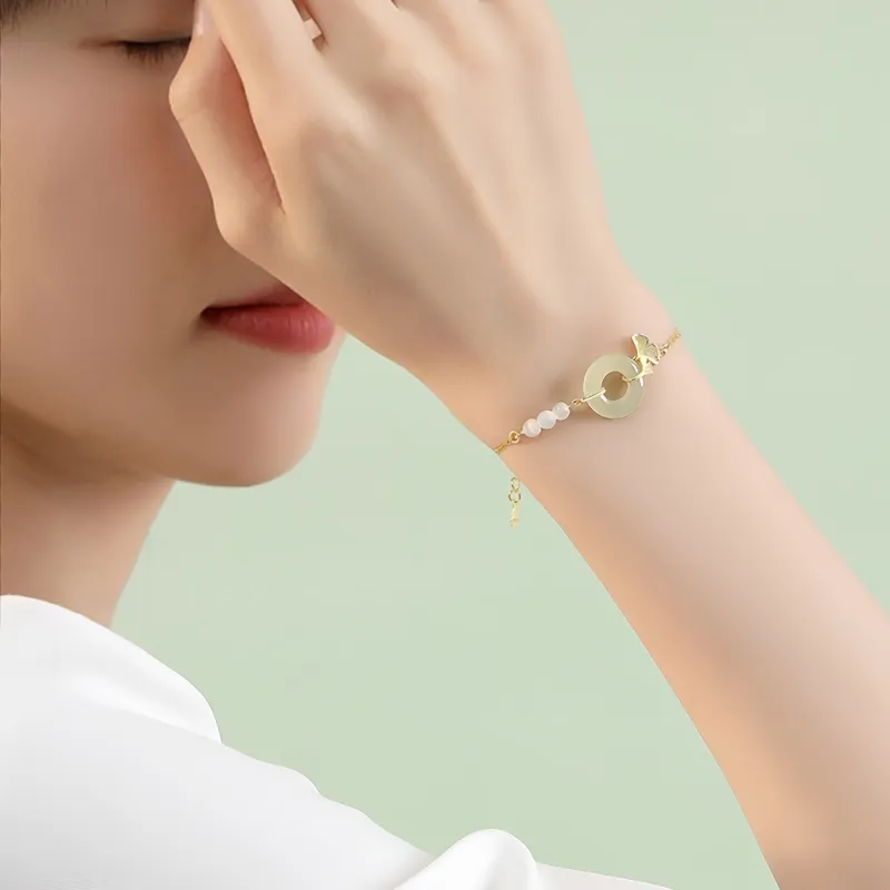 YUFANGCHUN Bracelets Pale Greenish White Jade Women's-1