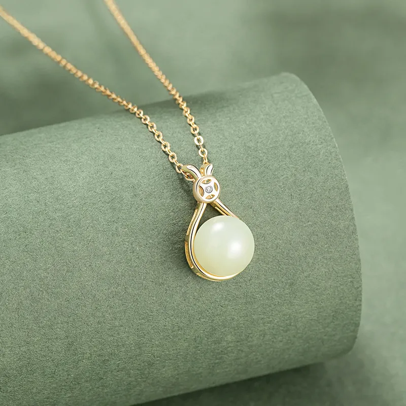YUFANGCHUN Necklaces White Jade/Pale Greenish White Jade Women's-3